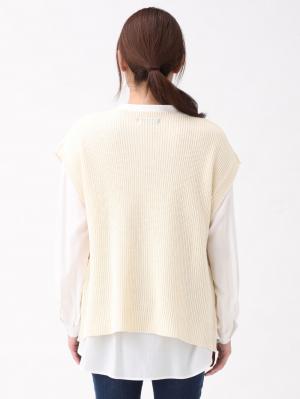 マタニティ トップス|授乳も便利なケーブルニットベスト　マタニティ・授乳服【出産後も長く使える】