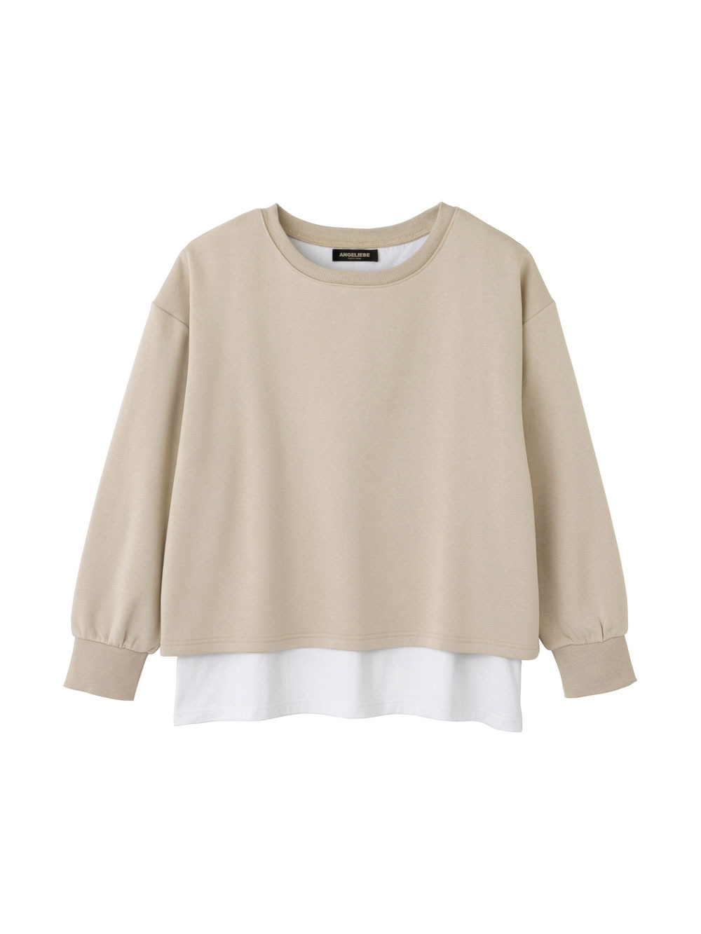 マタニティトップス・授乳服トップス|ミニ裏毛起毛レイヤード風スウェット　マタニティ・授乳服【出産後も長く使える】|グレージュ