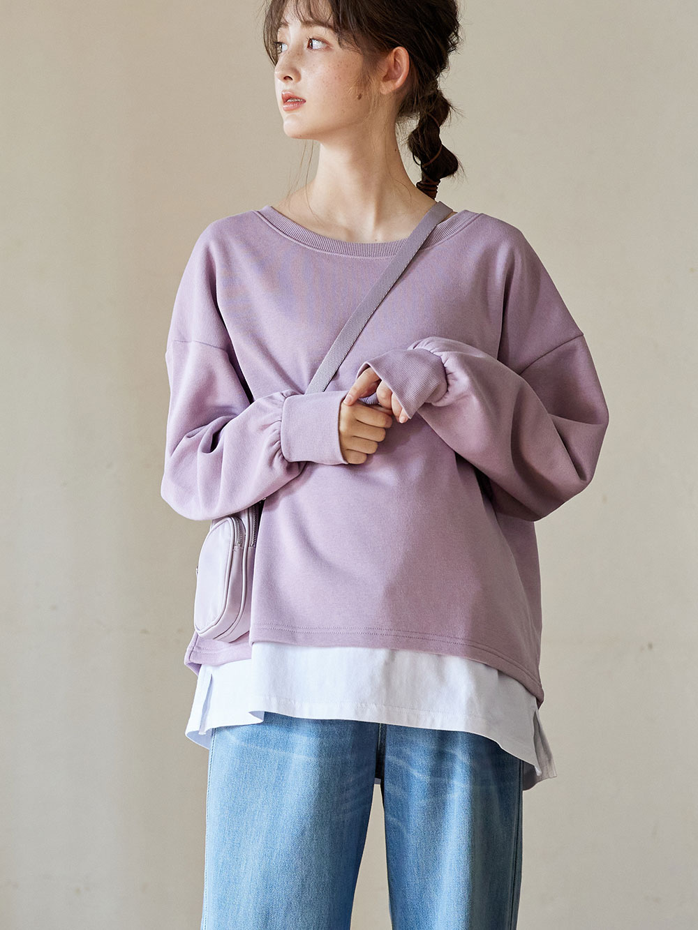 新品　essential ミニ裏毛フーディ ミニ裏毛起毛レイヤード風スウェット マタニティ・授乳服【出産
