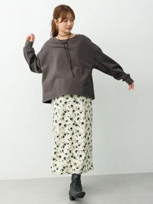 マタニティトップス・授乳服トップス|ミニ裏毛起毛レイヤード風スウェット　マタニティ・授乳服【出産後も長く使える】|チャコール