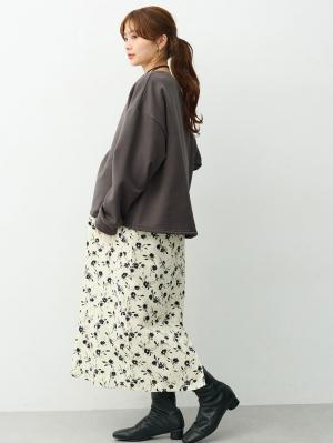 マタニティトップス・授乳服トップス|ミニ裏毛起毛レイヤード風スウェット　マタニティ・授乳服【出産後も長く使える】|チャコール