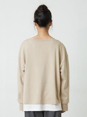 マタニティ トップス|ミニ裏毛起毛レイヤード風スウェット　マタニティ・授乳服【出産後も長く使える】