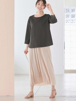 マタニティ スカート|フリーカットできるサテンプリーツタイトスカート　マタニティ・産後【出産後も長く使える】|アイボリー