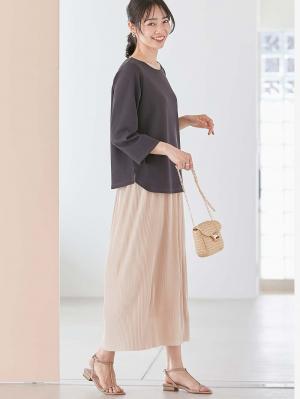 マタニティ スカート|フリーカットできるサテンプリーツタイトスカート　マタニティ・産後【出産後も長く使える】|アイボリー