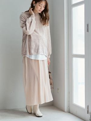 マタニティ スカート|フリーカットできるサテンプリーツタイトスカート　マタニティ・産後【出産後も長く使える】|アイボリー