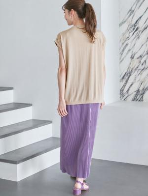 マタニティ スカート|フリーカットできるサテンプリーツタイトスカート　マタニティ・産後【出産後も長く使える】|パープル