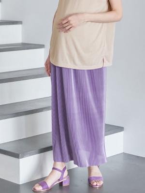 マタニティ スカート|フリーカットできるサテンプリーツタイトスカート　マタニティ・産後【出産後も長く使える】|パープル
