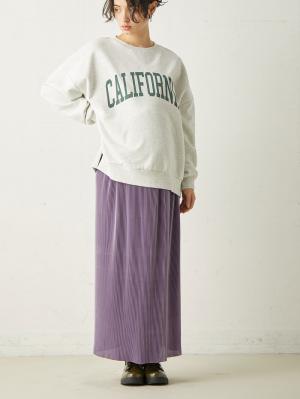 マタニティ スカート|フリーカットできるサテンプリーツタイトスカート　マタニティ・産後【出産後も長く使える】|パープル