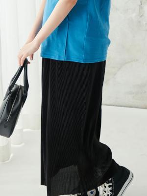 マタニティ スカート|フリーカットできるサテンプリーツタイトスカート　マタニティ・産後【出産後も長く使える】|ブラック
