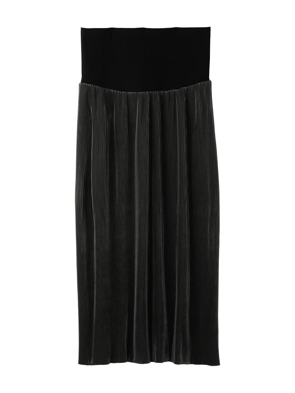 マタニティ スカート|フリーカットできるサテンプリーツタイトスカート　マタニティ・産後【出産後も長く使える】|ブラック