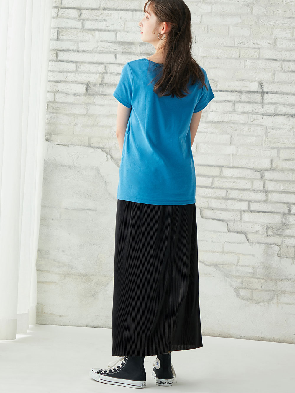 マタニティ スカート|フリーカットできるサテンプリーツタイトスカート　マタニティ・産後【出産後も長く使える】|ブラック