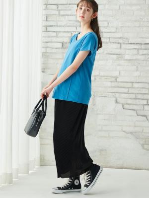 マタニティ スカート|フリーカットできるサテンプリーツタイトスカート　マタニティ・産後【出産後も長く使える】|ブラック