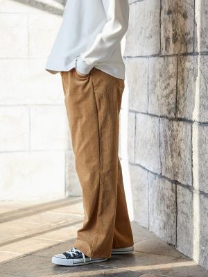 ストレッチコーデュロイワイドストレートパンツ　マタニティ・産後【出産後も長く使える】10077