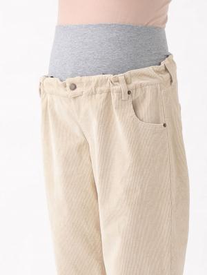 マタニティ パンツ|ストレッチコーデュロイワイドストレートパンツ　マタニティ・産後【出産後も長く使える】