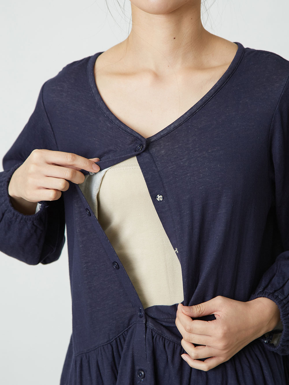 マタニティ パジャマ・ルームウェア|接結ガーゼ前開きワンピース×産後も使えるレギンスパジャマ　マタニティ・授乳パジャマ