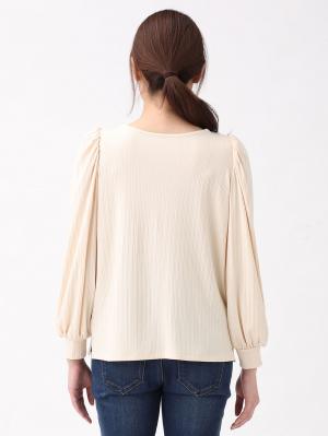 マタニティ トップス|2WAY ランダムリブカットソーボリュームスリーブトップス　マタニティ・授乳服【出産後も長く使える】