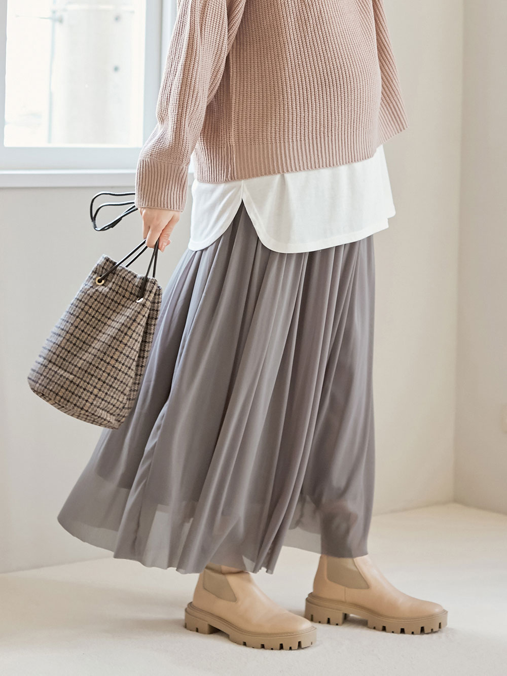 マタニティ スカート 出産後も長く使える チュールロングスカート マタニティ 産後 マタニティウェア 授乳服通販 エンジェリーベ 公式