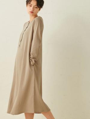 マタニティ パジャマ・ルームウェア|接結ガーゼAラインワンピースネグリジェ　マタニティ・授乳パジャマ|モカブラウン