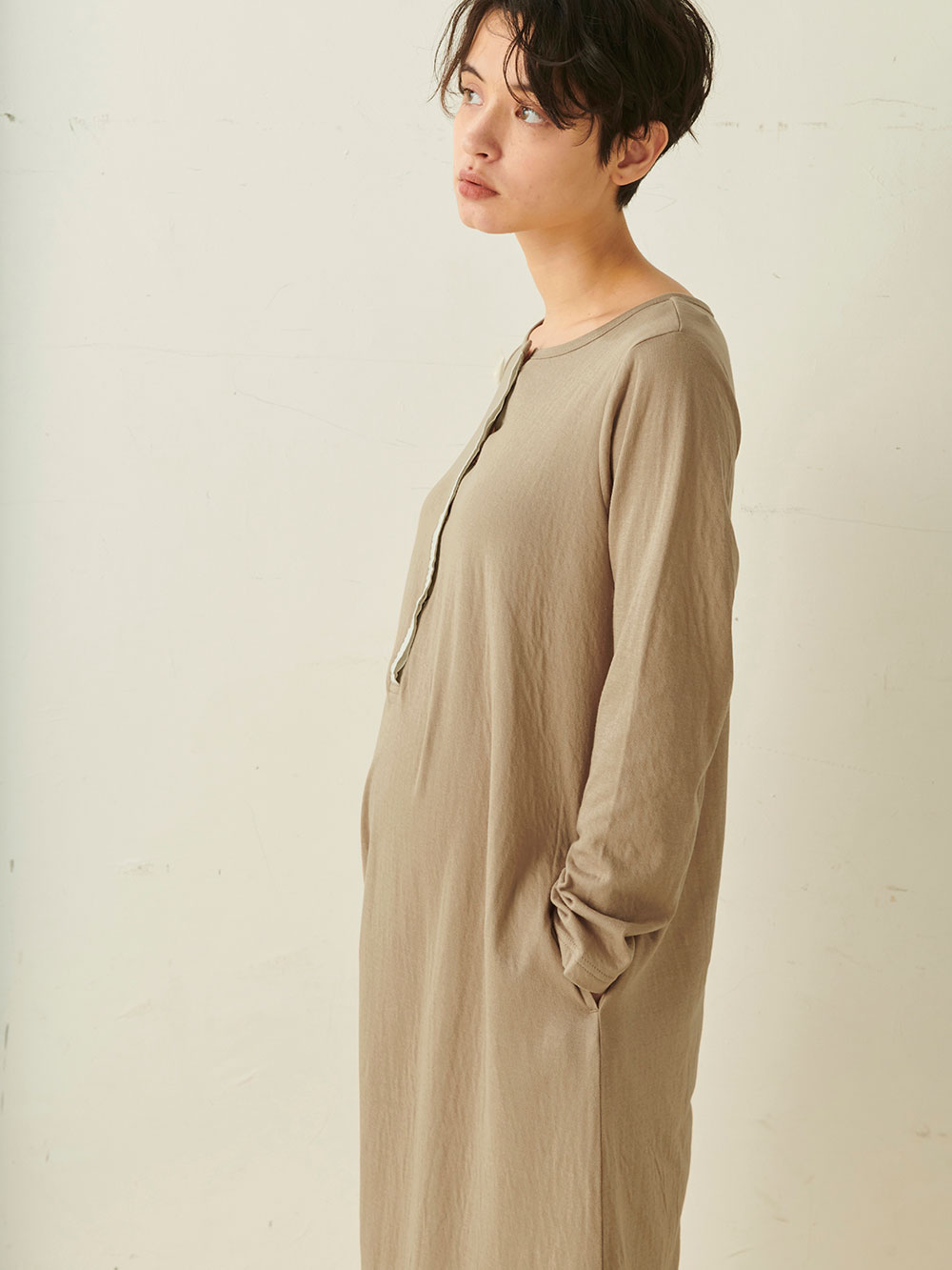 マタニティ パジャマ・ルームウェア|接結ガーゼAラインワンピースネグリジェ　マタニティ・授乳パジャマ|モカブラウン
