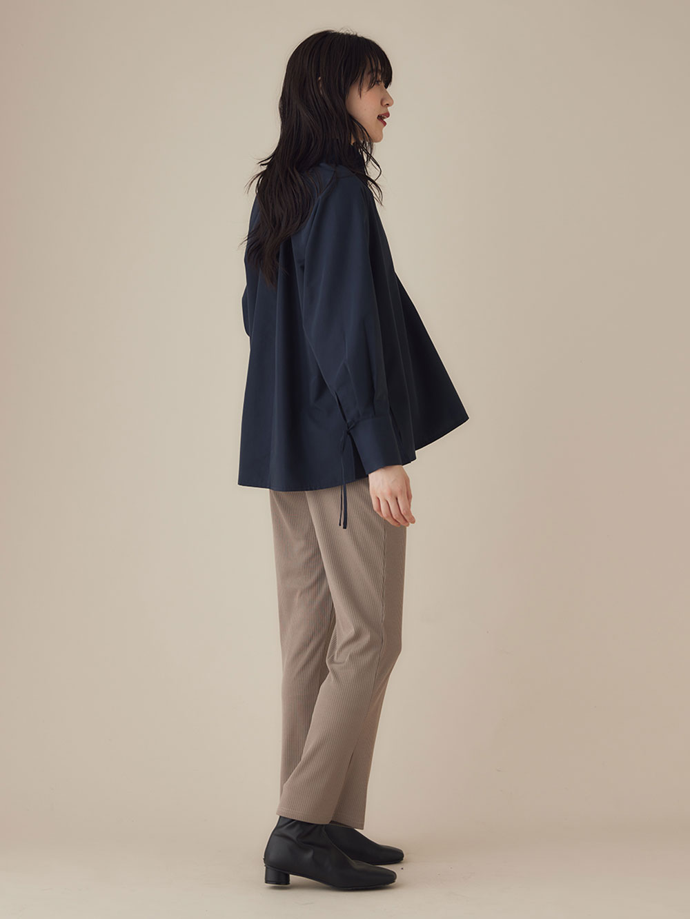 マタニティ パンツ|ストレッチリブフレアパンツ マタニティ・産後【出産後も長く使える】|ベージュ