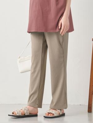 マタニティ パンツ|ストレッチリブフレアパンツ マタニティ・産後【出産後も長く使える】|ベージュ