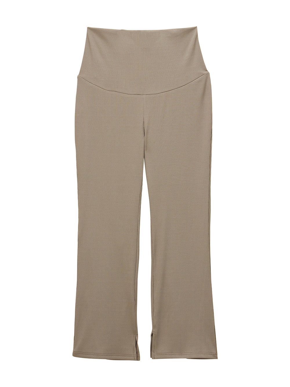 マタニティ パンツ|ストレッチリブフレアパンツ マタニティ・産後【出産後も長く使える】|ベージュ