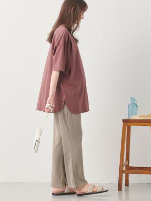 マタニティ パンツ|ストレッチリブフレアパンツ マタニティ・産後【出産後も長く使える】|ベージュ