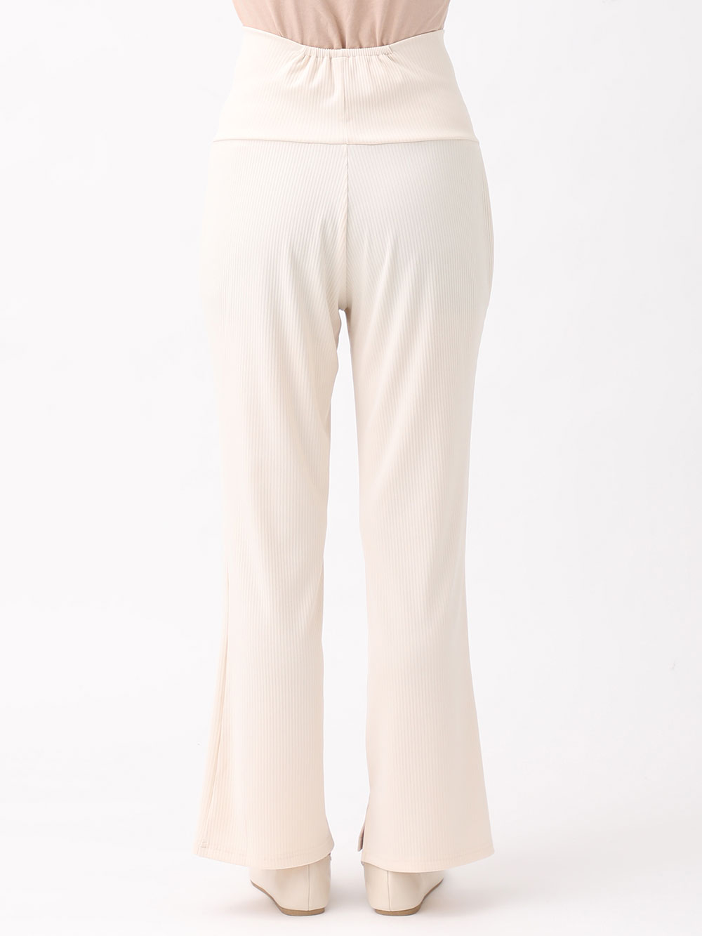 マタニティ パンツ|ストレッチリブフレアパンツ マタニティ・産後【出産後も長く使える】