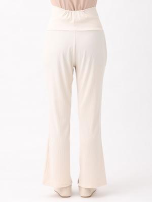 マタニティ パンツ|ストレッチリブフレアパンツ マタニティ・産後【出産後も長く使える】