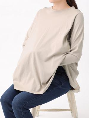 マタニティ トップス|綿100% AラインフレアTシャツ マタニティ・授乳服【出産後も長く使える】