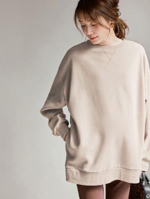 ミニ裏毛裏起毛ポケット付きワイドスウェット　マタニティ・授乳服【出産後も長く使える】10089