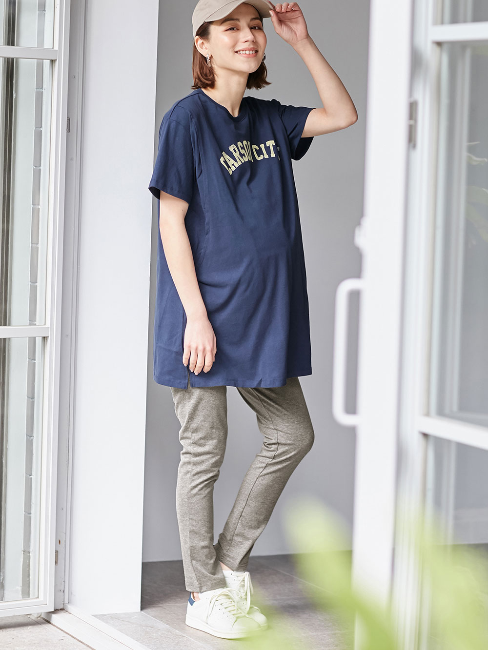 マタニティレッグウェア|らくちんゆったりストレッチレギンス マタニティ・産後【出産後も長く使える】|チャコール