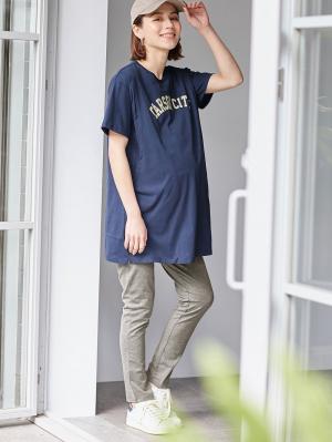 マタニティレッグウェア|らくちんゆったりストレッチレギンス マタニティ・産後【出産後も長く使える】|チャコール