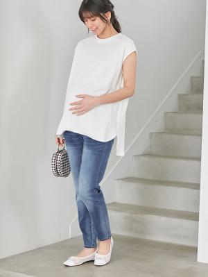 マタニティ パンツ|P・パンツスリムテーパードデニム　マタニティ|ブルー