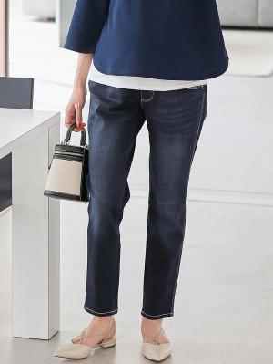 マタニティ パンツ|P・パンツスリムテーパードデニム　マタニティ|ネイビー