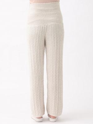 マタニティ パンツ|ふんわりフェザーニットケーブル編みロングパンツ　マタニティ・産後【出産後も長く使える】