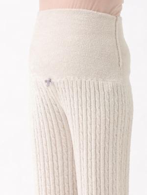 マタニティ パンツ|ふんわりフェザーニットケーブル編みロングパンツ　マタニティ・産後【出産後も長く使える】