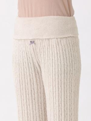 マタニティ パンツ|ふんわりフェザーニットケーブル編みロングパンツ　マタニティ・産後【出産後も長く使える】