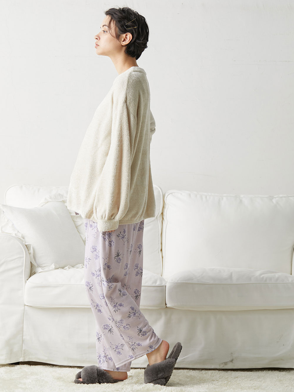 ふんわりフェザーニットサイドボタンプルオーバー マタニティ・授乳服