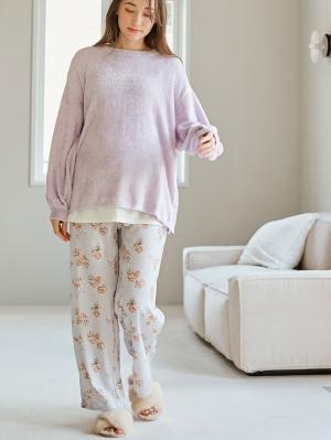 マタニティ トップス|ふんわりフェザーニットサイドボタンプルオーバー　マタニティ・授乳服【出産後も長く使える】|ラベンダー