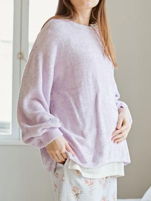 マタニティ トップス|ふんわりフェザーニットサイドボタンプルオーバー　マタニティ・授乳服【出産後も長く使える】|ラベンダー