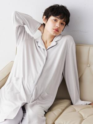 マタニティ期から産後まで使える 快適シームレステーラードスムースパジャマ 親子コーデ 産院推奨 ポケット付 授乳しやすい 産前・産後 セット商品 洗濯機OK/ネット使用OK10100