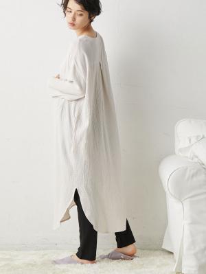 マタニティ パジャマ・ルームウェア|【セット】ぷくぷくダブルガーゼVネックワンピ&産前産後使えるレギンスパジャマ マタニティ・授乳パジャマ【親子コーデ可】|オフベージュ