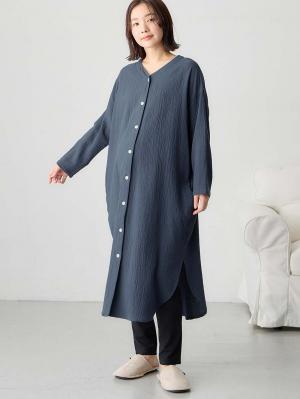 マタニティ パジャマ・ルームウェア|【セット】ぷくぷくダブルガーゼVネックワンピ&産前産後使えるレギンスパジャマ マタニティ・授乳パジャマ【親子コーデ可】|ネイビー