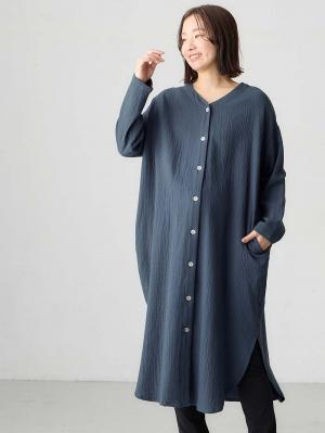 マタニティ パジャマ・ルームウェア|【セット】ぷくぷくダブルガーゼVネックワンピ&産前産後使えるレギンスパジャマ マタニティ・授乳パジャマ【親子コーデ可】|ネイビー