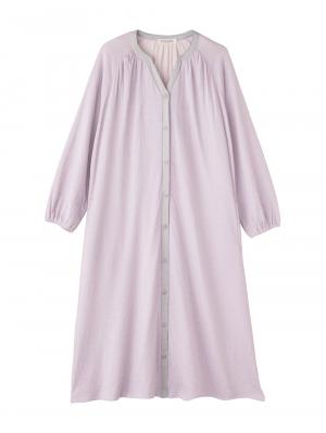 マタニティ パジャマ・ルームウェア|接結ガーゼスリットネック前開きワンピース×産後も使えるレギンスパジャマ　マタニティ・授乳パジャマ|ラベンダー