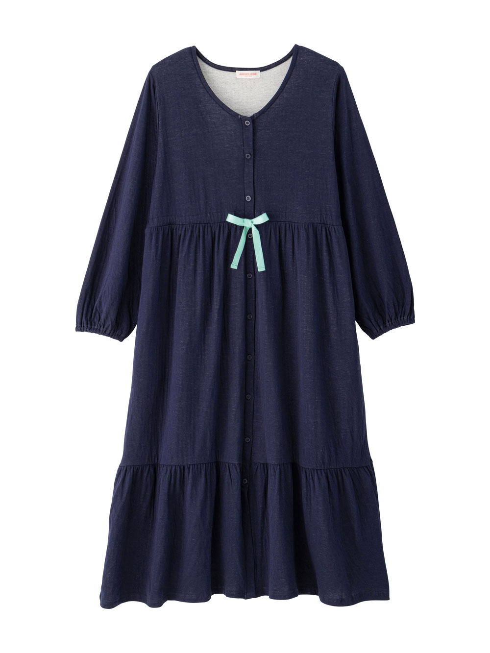 マタニティ パジャマ・ルームウェア|接結ガーゼティアードリラックスネグリジェ|ネイビー