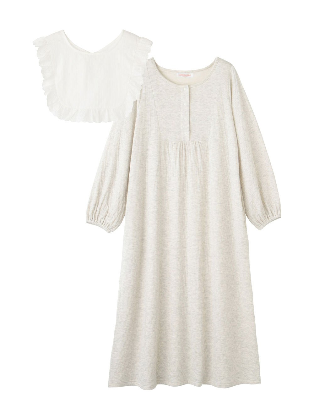 マタニティ パジャマ・ルームウェア|【親子コーデ可】接結ガーゼ袖ボリュームネグリジェ×授乳に便利ケープセットパジャマ　マタニティ・授乳パジャマ|オートミール