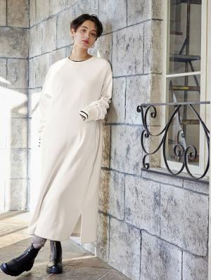 マタニティ ワンピース|【極暖】裏シャギーあったかワイドマキシワンピース　マタニティ・授乳服【出産後も長く使える】|アイスベージュ