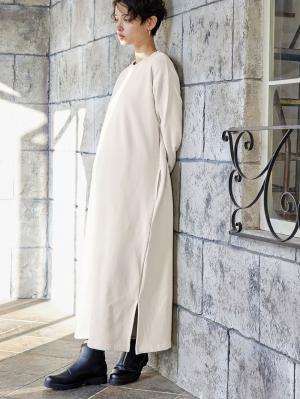 マタニティ ワンピース|【極暖】裏シャギーあったかワイドマキシワンピース　マタニティ・授乳服【出産後も長く使える】|アイスベージュ